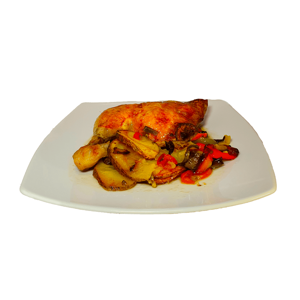 ASADO DE POLLO CON PATATAS Y VERDURA ASADERO RONDA SUR