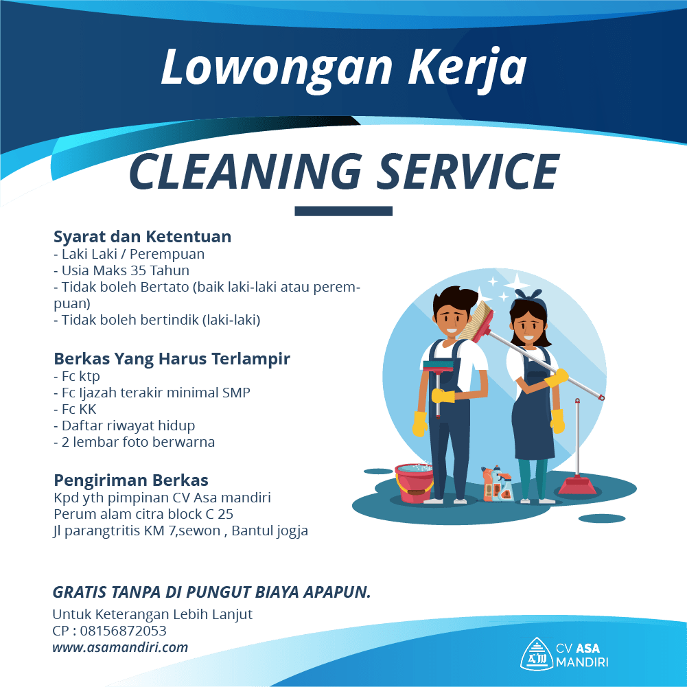 LOWONGAN KERJA CLEANING SERVICE ASA MANDIRI