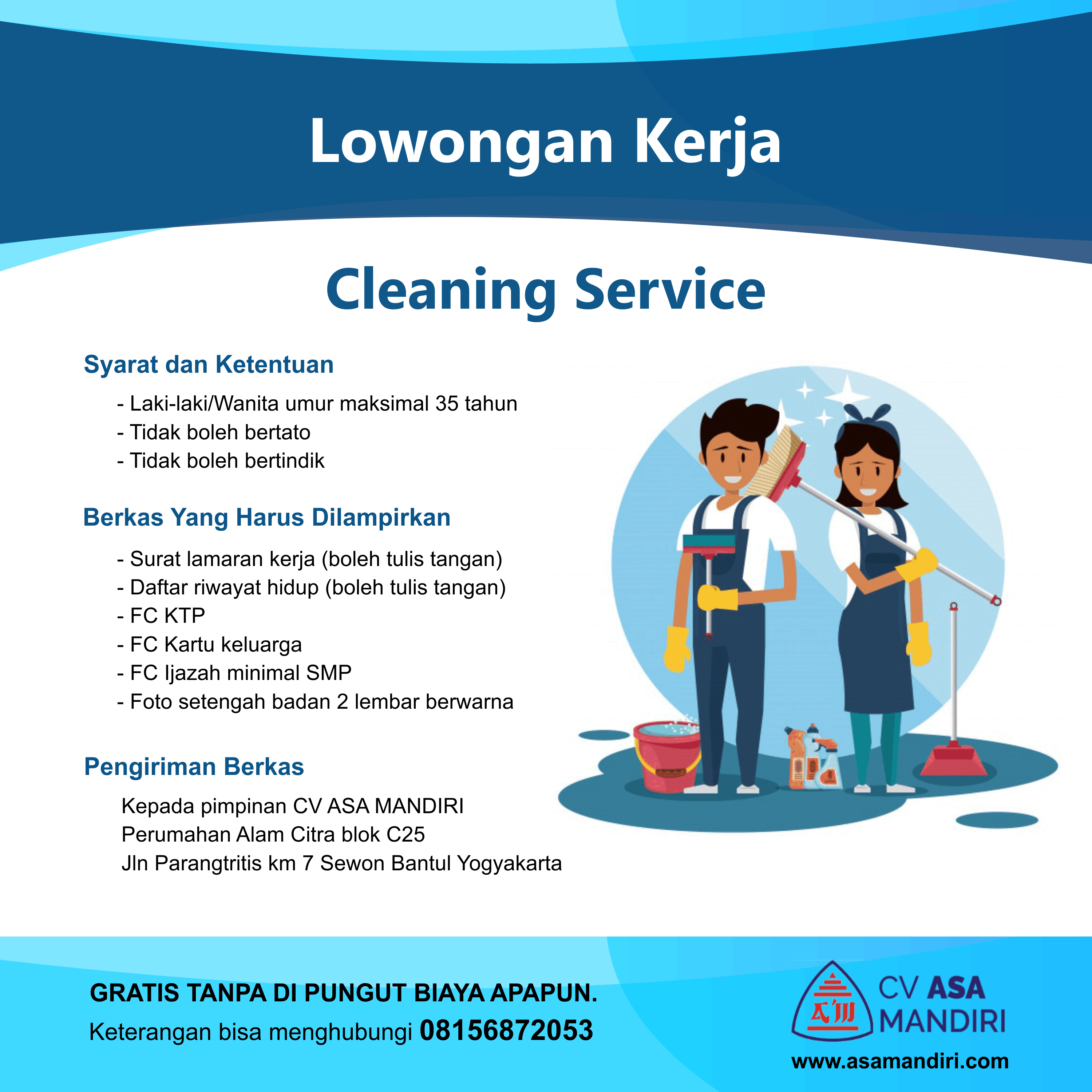 INFO LOWONGAN KERJA CLEANING SERVICE ASA MANDIRI