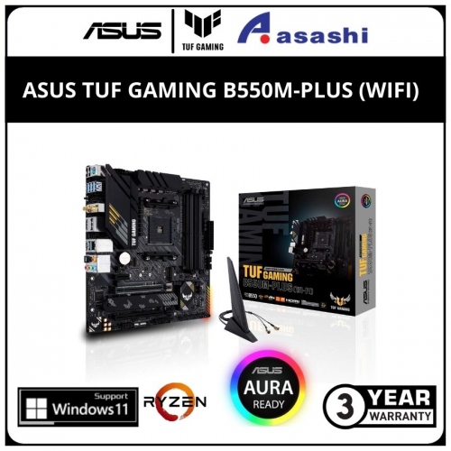 ASUS TUF GAMING B550M PLUS (WIFI) (AM4) mATX Motherboard, TUF GAMING