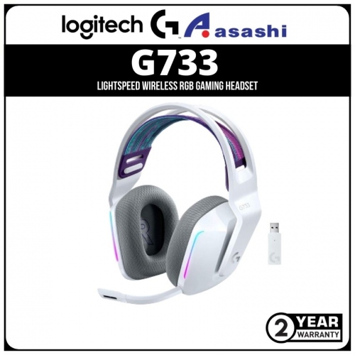 Logitech G733 LIGHTSPEED Wireless RGB Gaming Headset, White 2.4GHZ (981