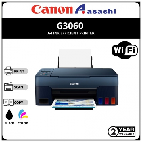 Canon G3060 A4 Ink Efficient Printer (Print,Scan,Copy & Wireless) 2 Yrs