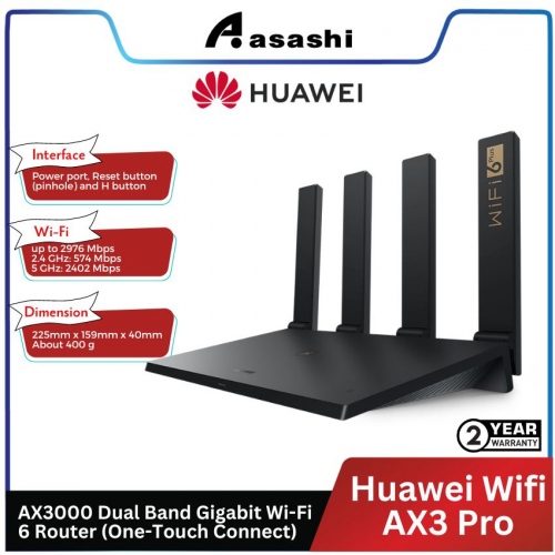 Huawei Wifi AX3 Pro AX3000 Dual Band Gigabit Wi Fi 6 Router (One Touch