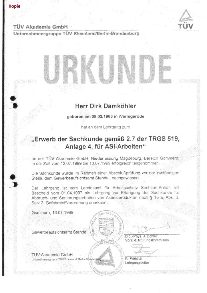 Asbestsanierung Damköhler
