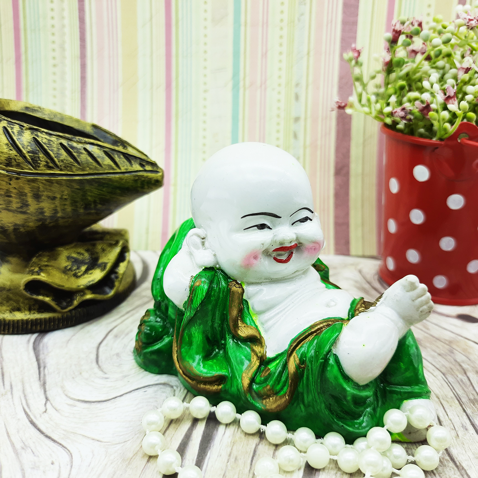 Ascension Handcrafted Cute Child Monk Showpiece Laughing Baby Buddha