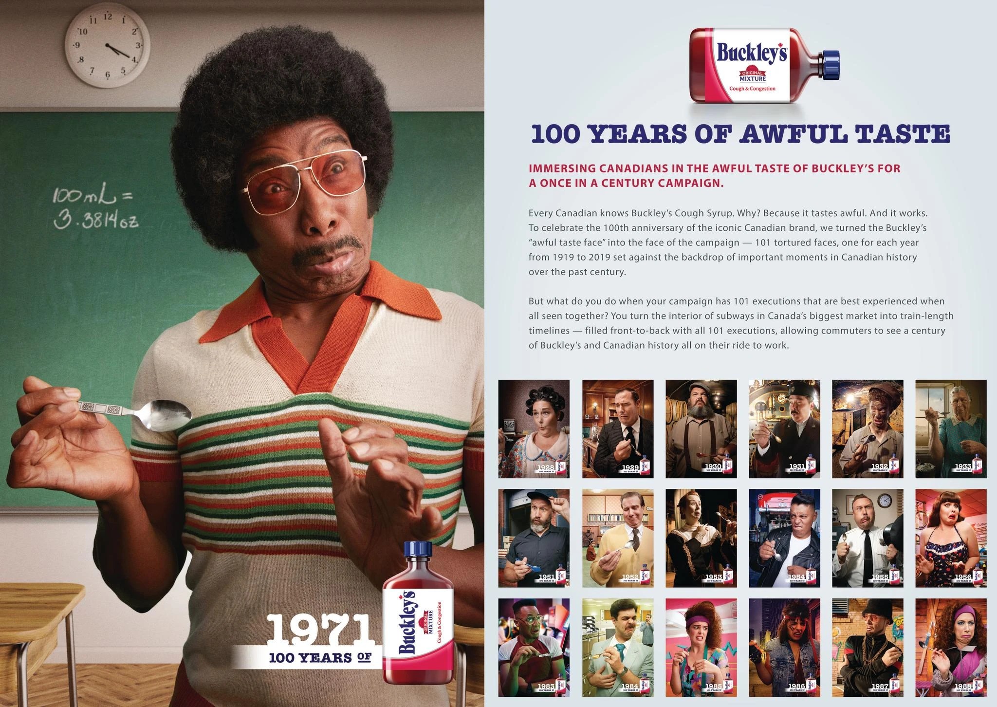 BUCKLEY'S COUGH SYRUP 100 YEARS OF AWFUL TASTE Entry THE WORK