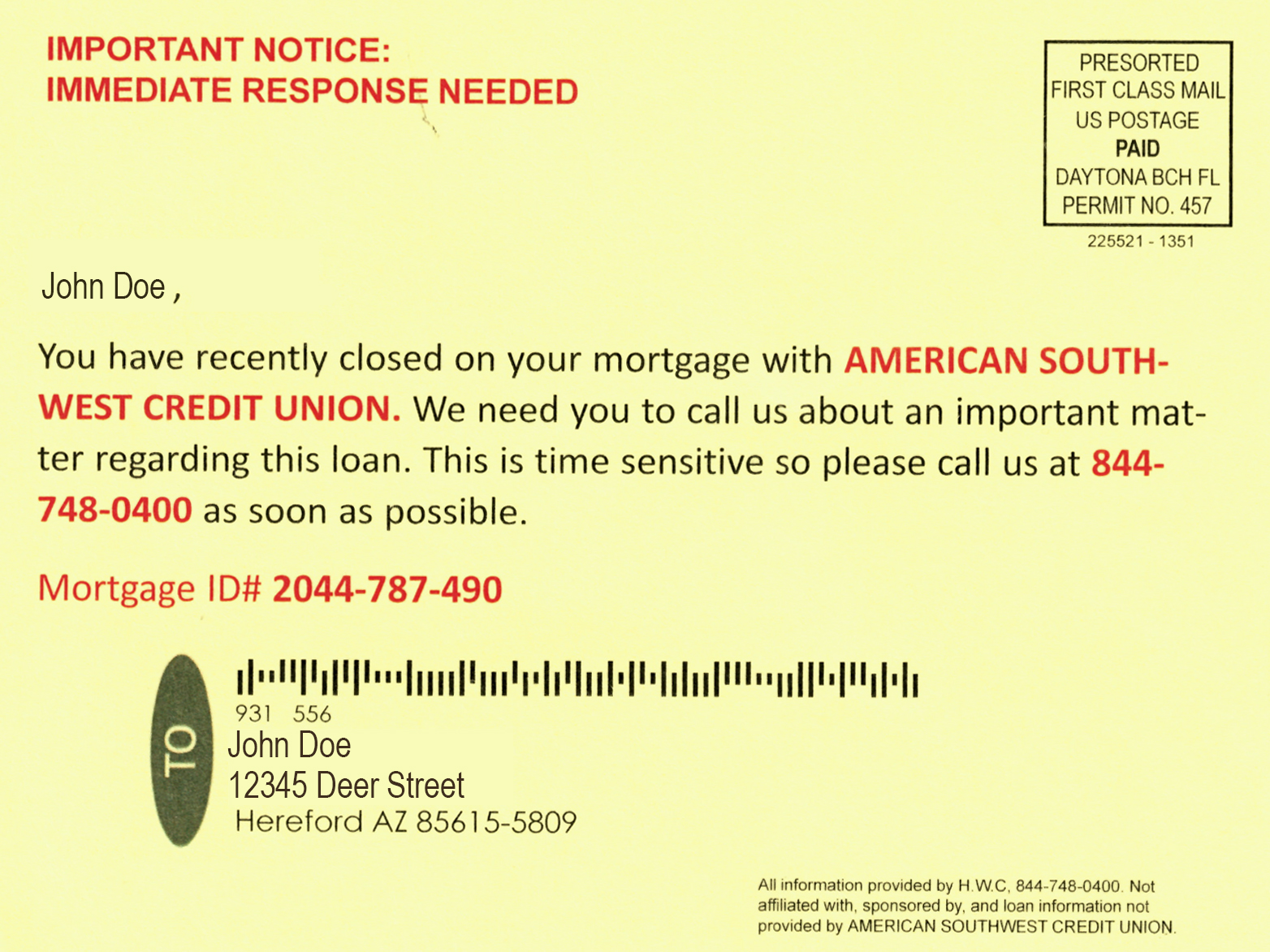 Scam Alert American Southwest Credit Union