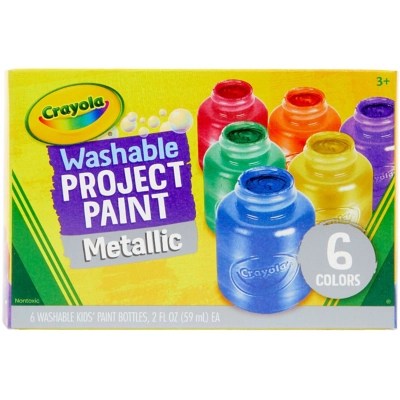 Crayola Washable Metallic Paint 6 pack School at ASDA