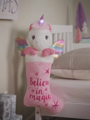 Christmas Pink Animated Unicorn Stocking Christmas at ASDA