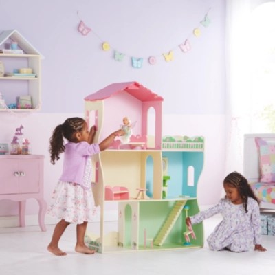 Home Wooden Dolls House with Furniture Kids at ASDA