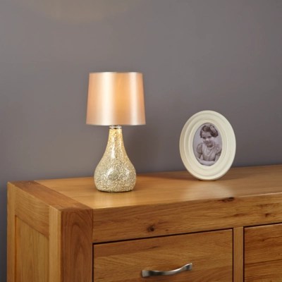 Home Small Champagne Mosaic Table Lamp Lighting at ASDA