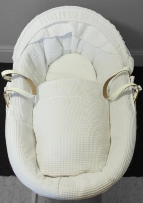 White Waffle Wicker Basket Baby at ASDA