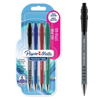 Paper Mate FlexGrip Gel Pens 4 Pack School at ASDA