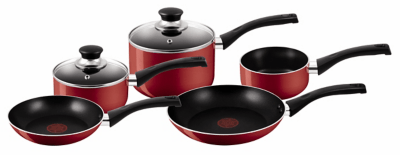 Tefal Bistro Nonstick Red Lacquered A161S545 5 Piece Set Home