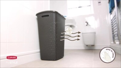 Curver My Style Laundry Plastic Storage Hamper Dark Grey 55 Litre