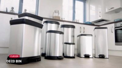 Curver Metal Effect One Touch Deco Bin Silver 40 Litre Home