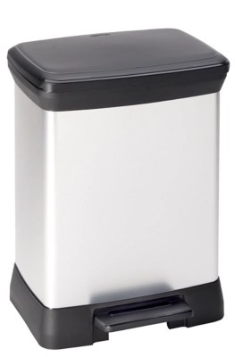 Curver Metal Effect Duo Recycle Pedal Touch Deco Bin Silver 28 Litre