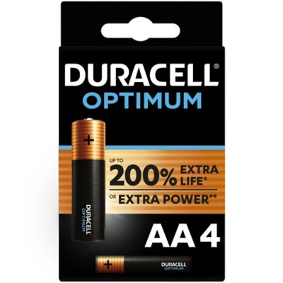 Duracell Optimum Alkaline AA Batteries Pack of 4 Home at ASDA