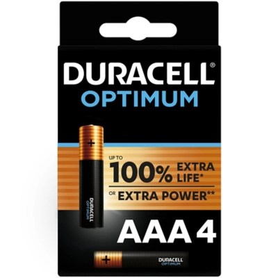 Duracell Optimum Alkaline AAA Batteries Pack of 4 Electricals