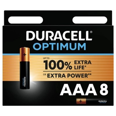 Duracell Optimum Alkaline AAA Batteries Pack of 8 Home at ASDA