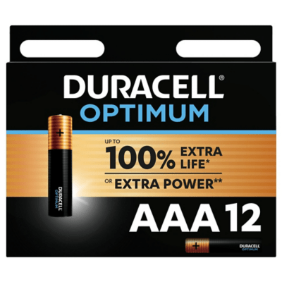 Duracell Optimum Alkaline AAA Batteries Pack of 12 Electricals