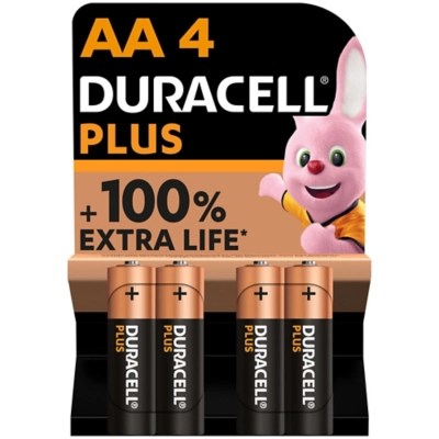 Duracell Plus Alkaline AA Batteries Pack of 4 Home at ASDA