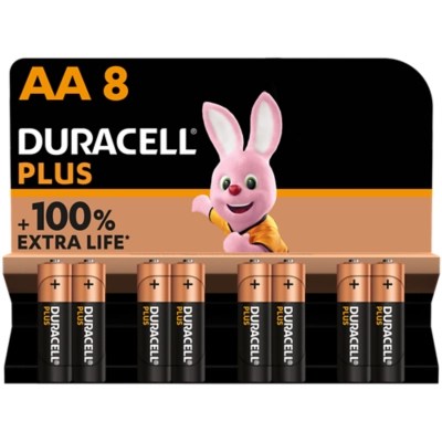 Duracell Plus Alkaline AA Batteries Pack of 8 Home at ASDA