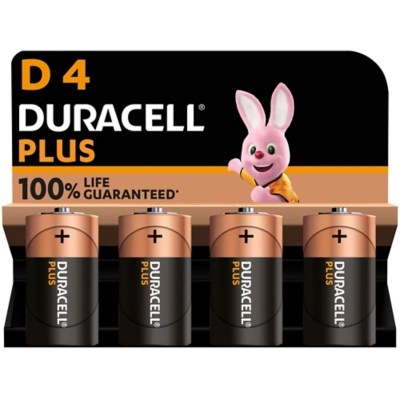 Duracell Plus Alkaline D Batteries Pack of 4 Home at ASDA