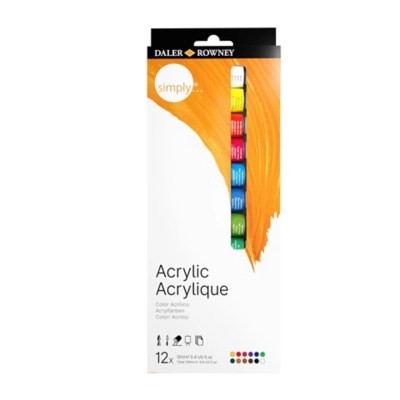Daler Simply Acrylic 12 x 12ml Set School at ASDA