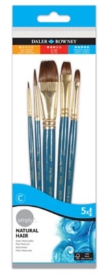 Daler Simply Watercolour Natural Short Handle 5 Piece Brush Set