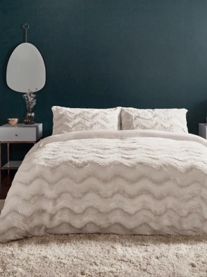 Silentnight Faux Fur Duvet Set Cream Home at ASDA