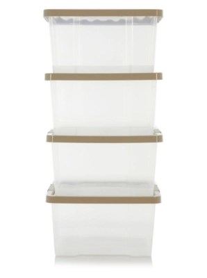 Asda Clear Box And Putty Lid 27L Set of 4 Home & Garden at