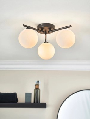 Nexus Bathroom Black 3Light Ceiling Fitting Home at ASDA