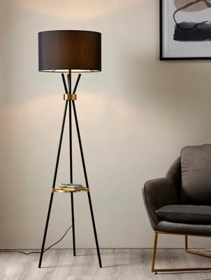 Carter Black Shelf Floor Lamp Home at ASDA