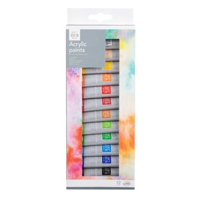 Art Hub Acrylic Paints 12ml 12 Pack School at ASDA