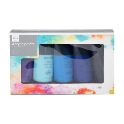Art Hub 5 Pack Acrylic Paints Blue Set School at ASDA