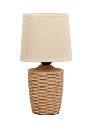 Basket Weave Table Lamp with Beige Linen Shade Home at ASDA