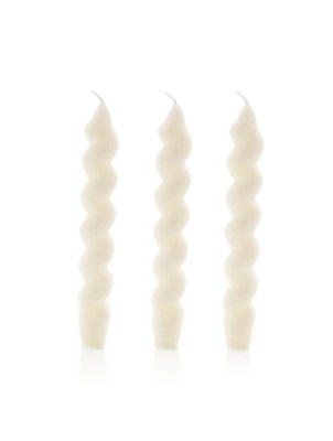 Hestia Set of 3 White Twisted Taper Candles Home at ASDA