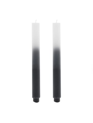 Hestia Set of 2 Charcoal/White Ombre Dinner Candles Home at ASDA