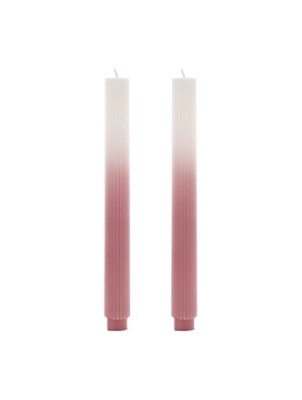 Hestia Set of 2 Pink/White Ombre Dinner Candles Home at ASDA