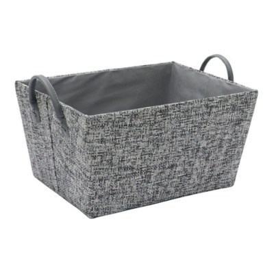 JVL Urban Rectangular Paper Storage Basket With PU Handles Home