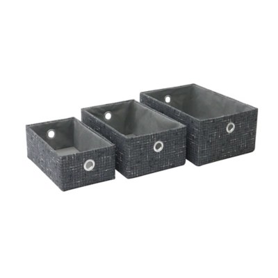 JVL Shadow Set Of 3 Rectangular Fabric Storage Baskets Home