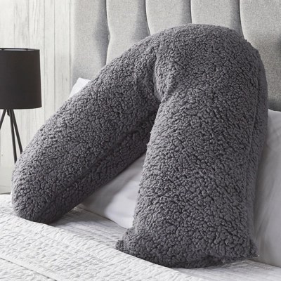Huggleland Charcoal Teddy Vshape Super Soft Pillow Home at ASDA