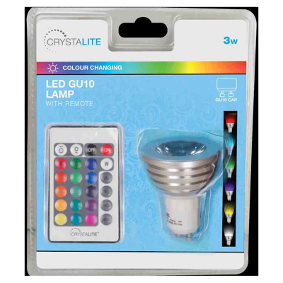 Crystallite Colour Changing LED GU10 3w Light Bulbs at ASDA