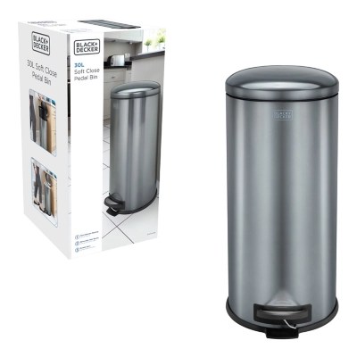 Black and Decker 30 Litre Dome Kitchen Pedal Bin with Soft Close Lid