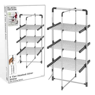 Black and Decker 3Tier Heated Clothes Airer Home at ASDA