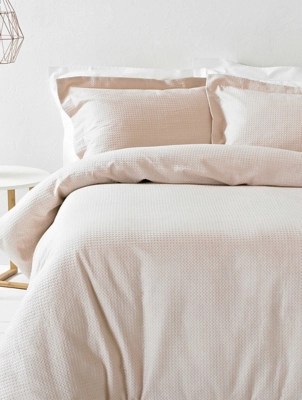 The Linen Yard Waffle Textured 100 Cotton Duvet Cover Set Home