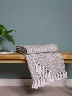 Furn Grey Jewel Geometric Woven Throw Home at ASDA