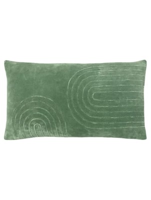 Furn Green Mangata Soft Velvet Pleated Rectangular Cushion Home