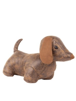 Paoletti Dexter Daschund Dog Faux Leather Door Stop Home at ASDA